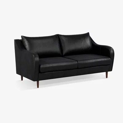 John Lewis John Lewis & Partners Harp Large 3 Seater Leather Sofa, Dark Leg