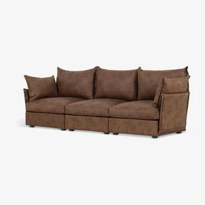 John Lewis Swyft Model 06 Large 3 Seater Faux Leather Sofa, Chestnut