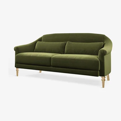 John Lewis John Lewis Fireside Large 3 Seater Sofa, Dark Leg, Smooth Velvet Olive