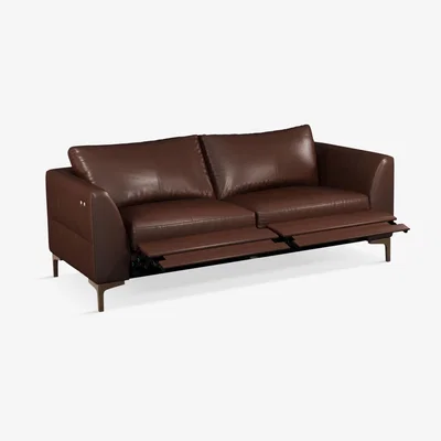 John Lewis John Lewis & Partners Belgrave Motion Large 3 Seater Leather Sofa with Footrest Mechanism, Dark Leg