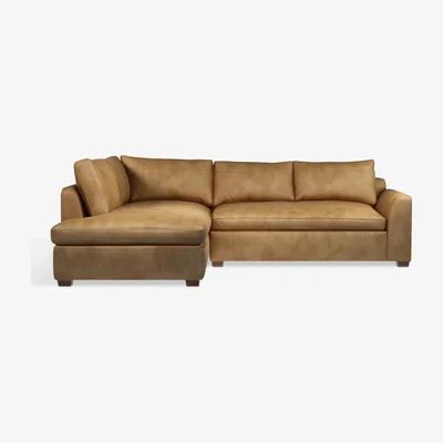 John Lewis John Lewis & Partners Tortona LHF Chaise End Leather Sofa, Dark Leg