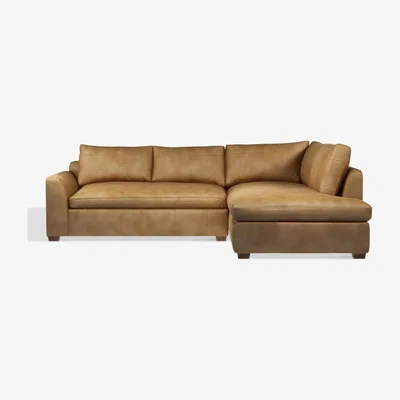 John Lewis John Lewis & Partners Tortona RHF Chaise End Leather Sofa, Dark Leg