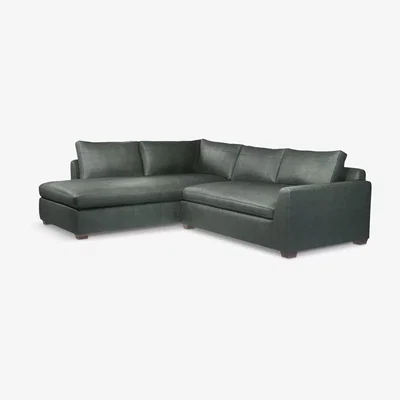 John Lewis John Lewis & Partners Tortona LHF Chaise End Leather Sofa, Dark Leg