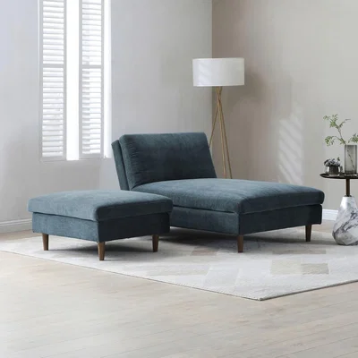 La Redoute Sawyer Chenille Modular Click Clack Chaise Sofa Bed and Footstool