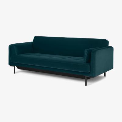 Made.com Harlow Sofa Bed with Storage, Coastal Blue Velvet