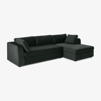 Made.com Mogen Right Hand Facing Chaise End Sofa Bed with Storage, Mourne Grey Velvet