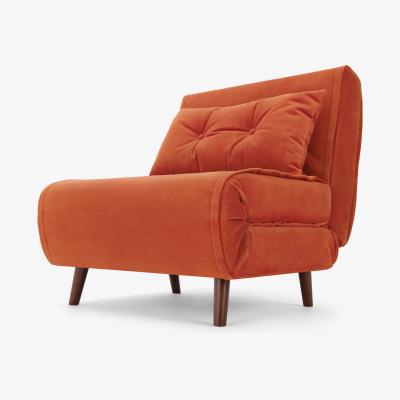 Made.com Haru Single Sofa Bed, Tangerine Orange Velvet