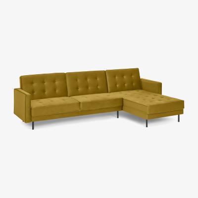 Made.com Rosslyn Right Hand Facing Chaise End Click Clack Sofa Bed, Vintage Gold Velvet
