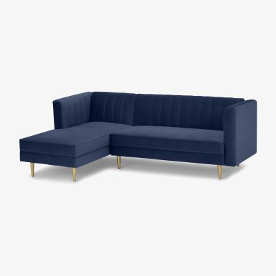 Made.com Amicie Left Hand Facing Chaise End Click Clack Sofa Bed, Royal Blue Velvet