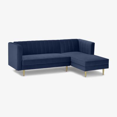 Made.com Amicie Right Hand Facing Chaise End Click Clack Sofa Bed, Royal Blue Velvet