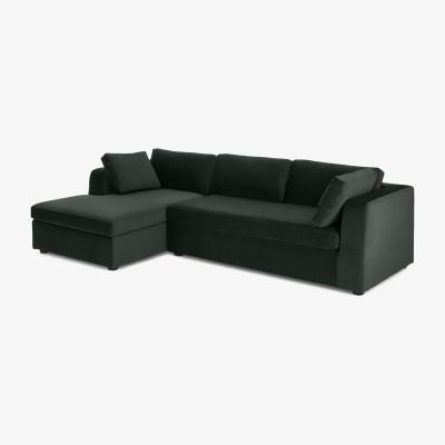 Made.com Mogen Left Hand Facing Chaise End Sofa Bed with Storage, Dark Anthracite Velvet