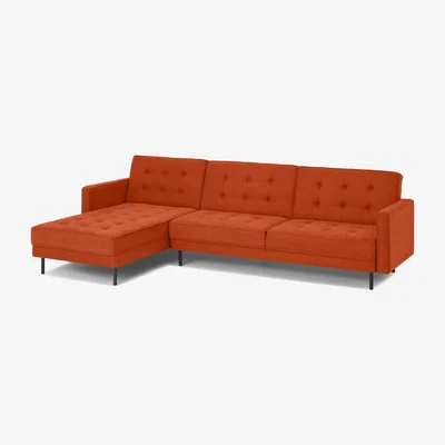 Made.com Rosslyn Left Hand Facing Chaise End Click Clack Sofa Bed, Sadona Orange