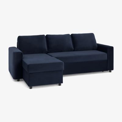 Made.com Aidian Corner Sofa Bed with Storage, Regal Blue Velvet