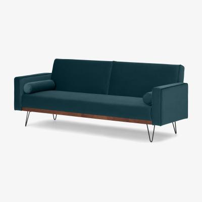 Made.com Warner Click Clack Sofa Bed, Steel Blue Velvet