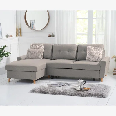 Oak&More Florence Left Facing Chaise Sofa Bed in Grey Linen
