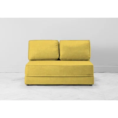 Perch and Parrow Dacre Two-Seater No Arms Sofa Bed in Summer Buttercup