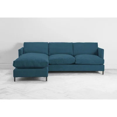 Perch and Parrow Justin Left Hand Chaise Sofa Bed in Spanish Blue