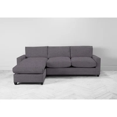 Perch and Parrow Mimi Left Hand Chaise Ottoman Sofa Bed in Violet Leaf