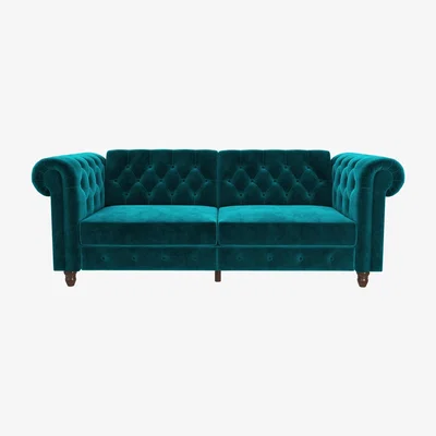 The Range Felix Chesterfield Sofa Bed - Teal Velvet