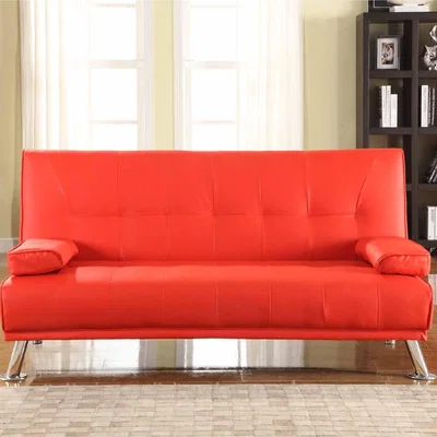 The Range Faux Leather Italian Style Sofa Bed In Red