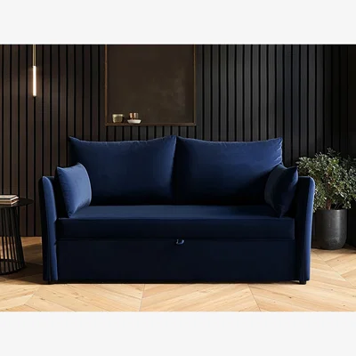 The Range Skyler 2 Seater Sofa Bed Velvet - Blue