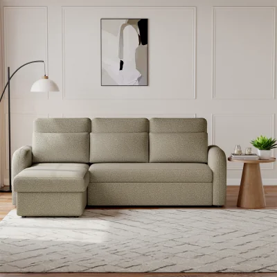 The Range FLYN L-Shape 3-Seater Boucle Sofa Bed - Boucle Taupe