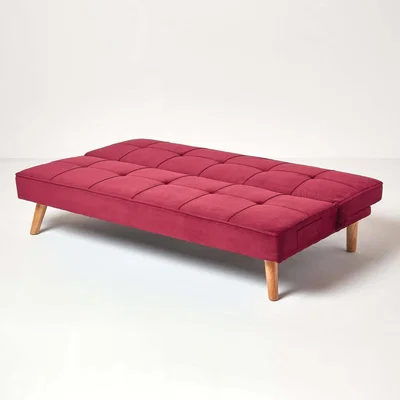 The Range Bower Velvet Large 3 Seater Sofa Bed - Bordeux