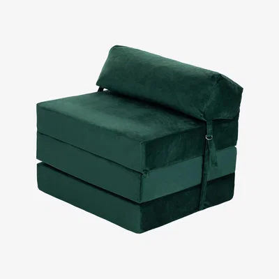 The Range Premium Velvet Folding Z Bed Sofa Futon - Forest