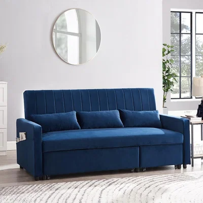 The Range Cornwall 3 Seater Sofa Bed Storage Chaise Pull Out Fabric  - Blue Velvet / Fabric Velvet