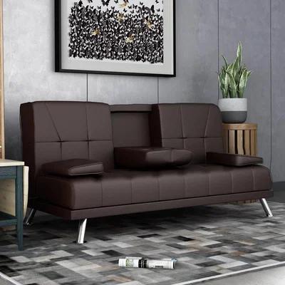 The Range WestWood Faux Leather Manhattan Sofa Bed - Brown