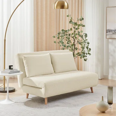 The Range Bobby Upholstered Fabric Double Folding Sofa Bed - White