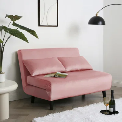 The Range Aurora Small Double Sofa Bed in Velvet - Pink