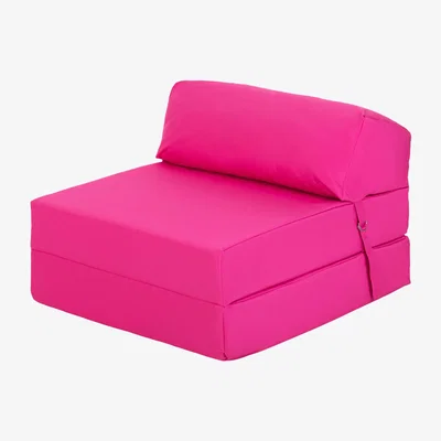 The Range Single Folding Z Bed Sofa Chair Futon Mattress with Headrest - Pink