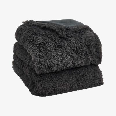 The Range Sienna Fluffy Shaggy Blanket Throw Over Sofa Bed Fleece - Grey