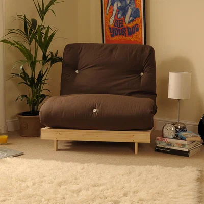 The Range Chocolate Single 3ft Luxury Futon Wooden Frame Sofa Bed