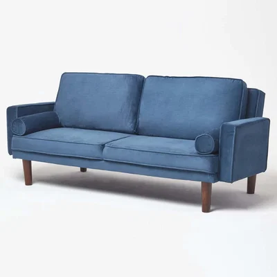 The Range Stanley Velvet Large 3 Seater Sofa Bed - Navy