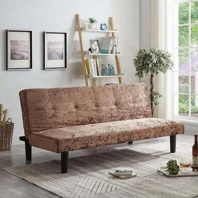 The Range Single Crush Velvet Sofa Bed Silver Gold Steel Black - Gold
