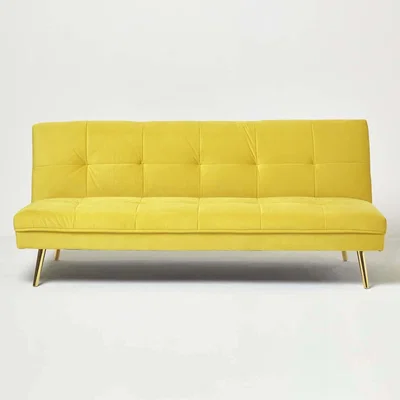 The Range Laurie Velvet Large 3 Seater Sofa Bed - Yellow