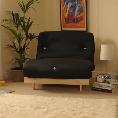 The Range Black Single 3ft Luxury Wooden Futon Sofa Bed