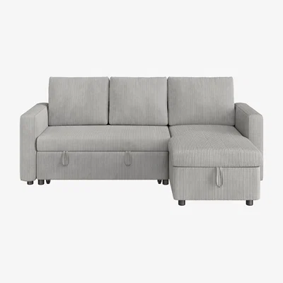 The Range Yaheetech L-Shaped Corner Sofa Bed with Storage Chaise - Corduroy - Light Grey