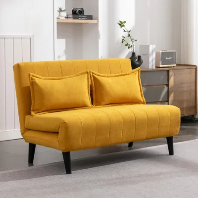 The Range Harper Folding Clic Clac Fabric Living Room Futon Sofa Bed - Mustard / 2