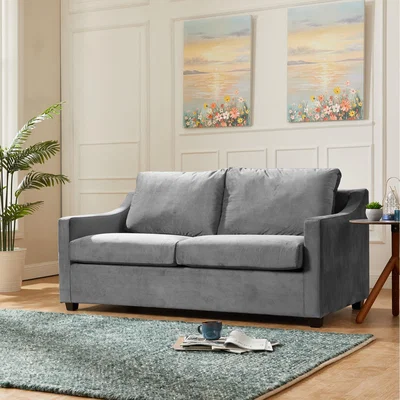 The Range Cooper Velvet Fabric Pull Out Sofa Bed with Mattress - Grey Velvet