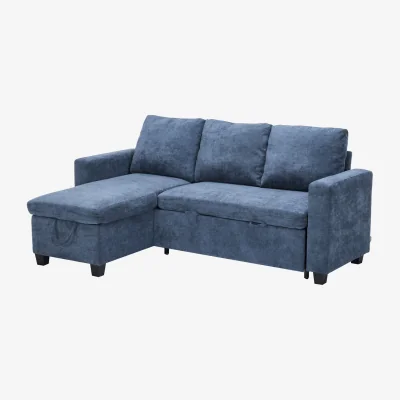 The Range L-Shaped Sofa Bed 3-Seater Sofa with Storage - Blue