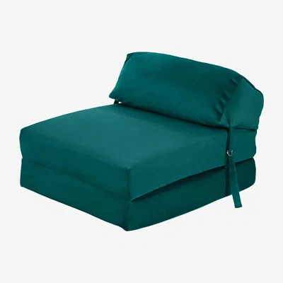 The Range Premium Velvet Single Folding Z Bed Sofa Chair Futon Mattress  - Mallard