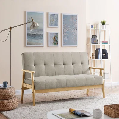 The Range Lloyd 3 Seater Sofa Bed Fabric With Wooden Frame Scandinavia - Cream