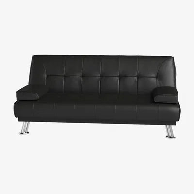The Range Jace Black Leather 3 Seat Sofa Bed Set - Black