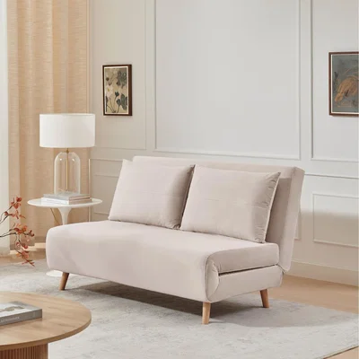 The Range Bobby Upholstered Velvet Double Folding Sofa Bed - Pale Pink