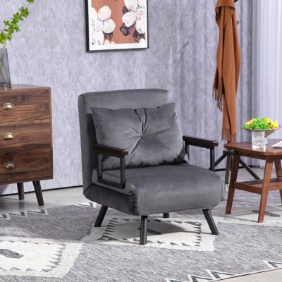 The Range HOMCOM Convertible Single Chair Bed Settee with Pillow Armrests - Charcoal grey