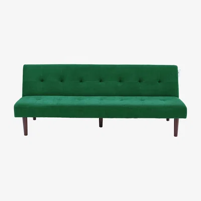 The Range Convertible Sofa Bed with Wood Legs - Dark Green