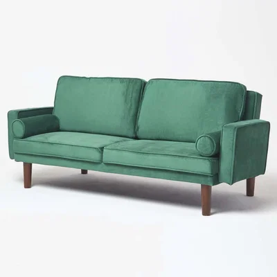 The Range Stanley Velvet Large 3 Seater Sofa Bed - Dark Green